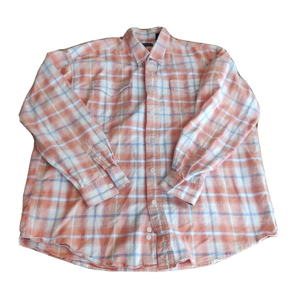 Roper Other - Roper Men Shirt Button-Up Collar 100% Cotton Long Sleeve Orange Plaid Size XL